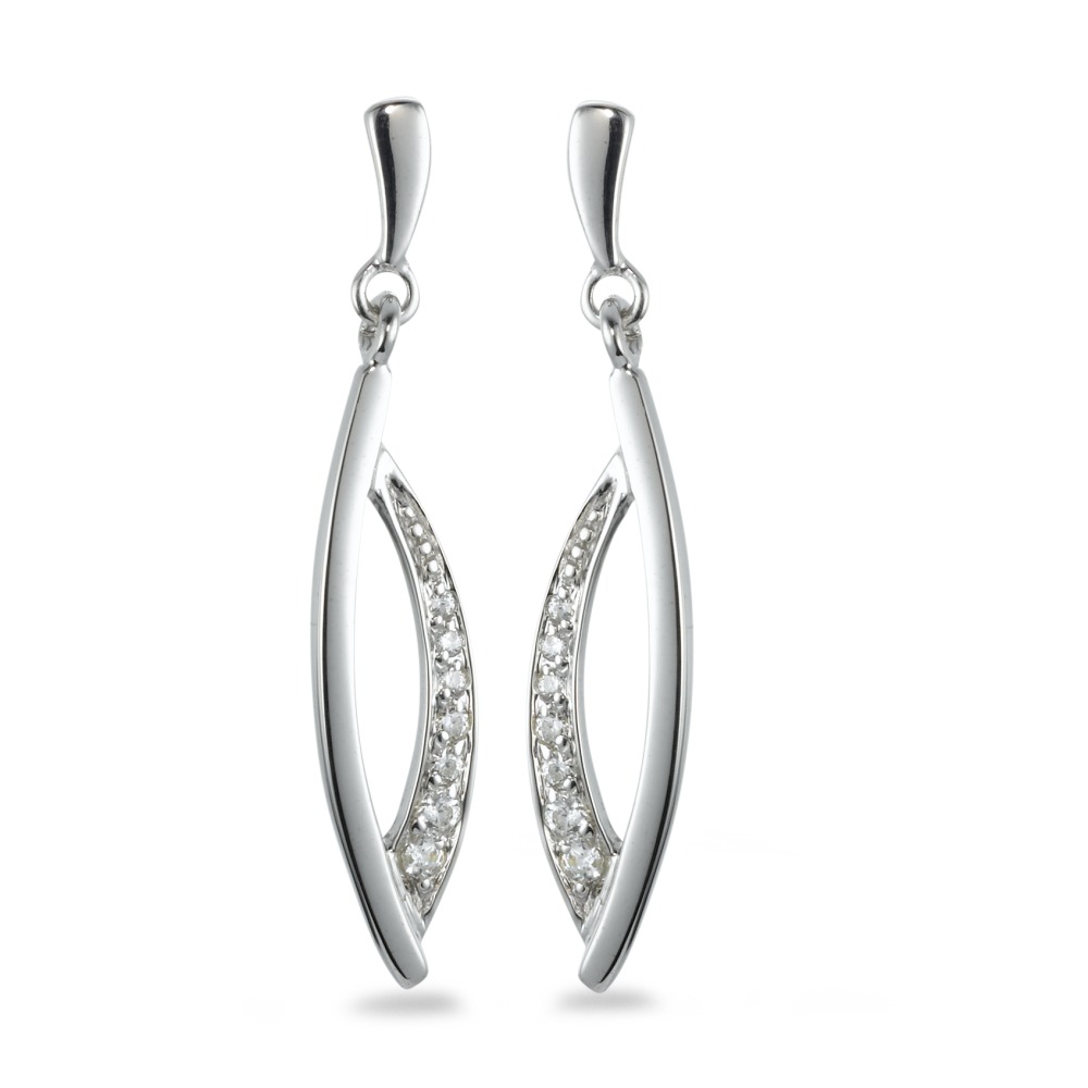 Pendant d'oreilles Or blanc 9K Zircone 14 Pierres-570132