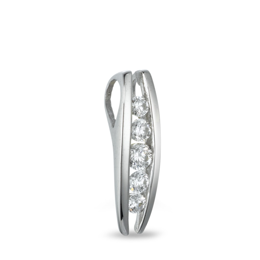 Pendentif Or blanc 9K Zircone 5 Pierres-570134