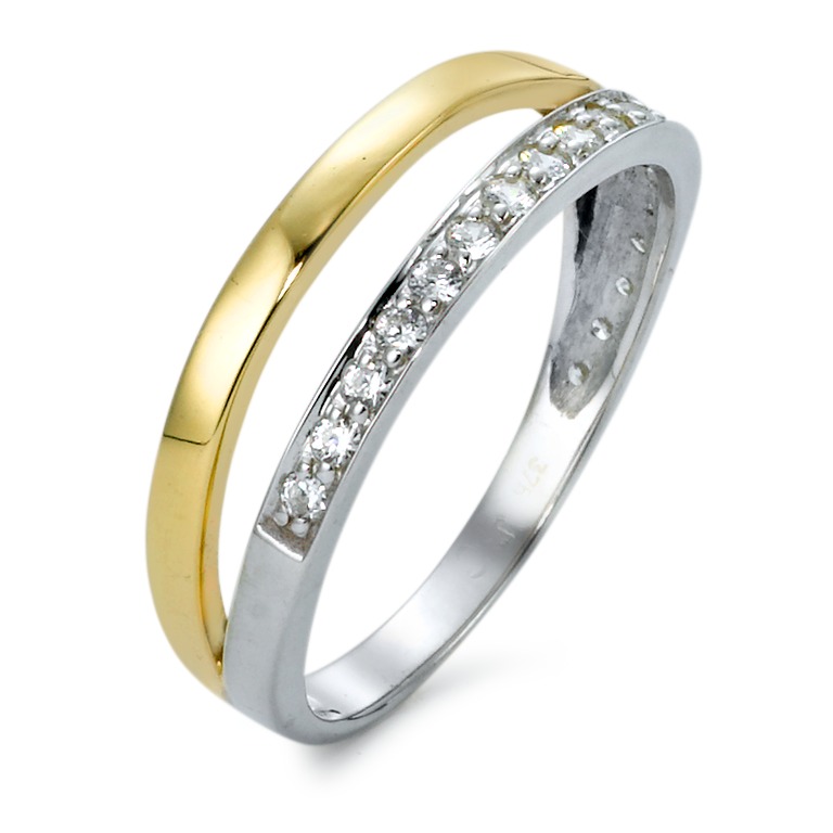 Bague Or blanc 9K, Or jaune 9K Zircone 19 Pierres-570149