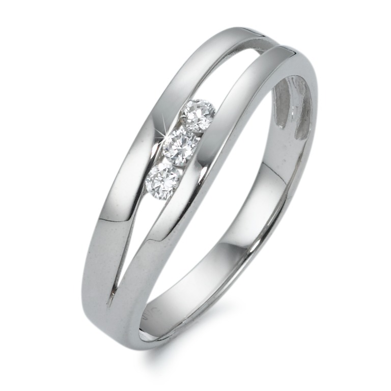 Bague Or blanc 9K Zircone 3 Pierres-570150