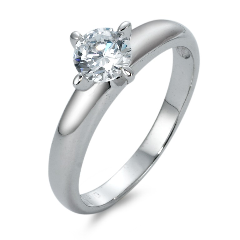 Bague solitaire Or blanc 9K Zircone Ø6 mm-570151