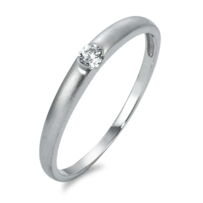 Bague solitaire Or blanc 9K Zircone-570152
