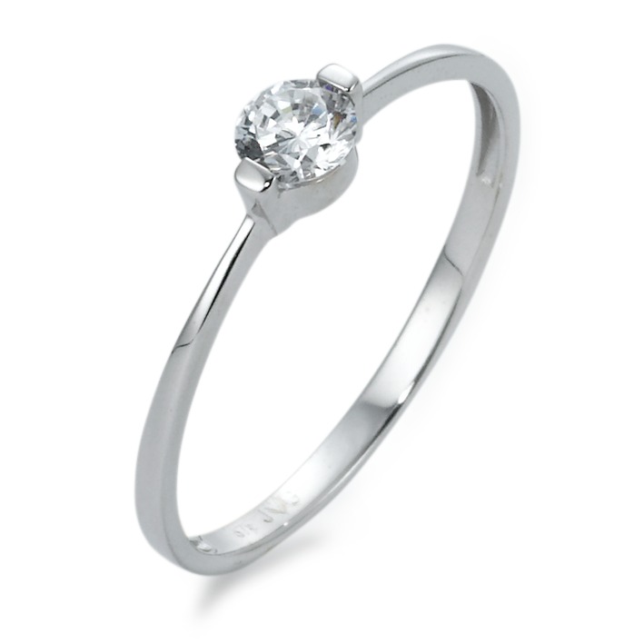 Bague solitaire Or blanc 9K Zircone Ø4 mm-570153
