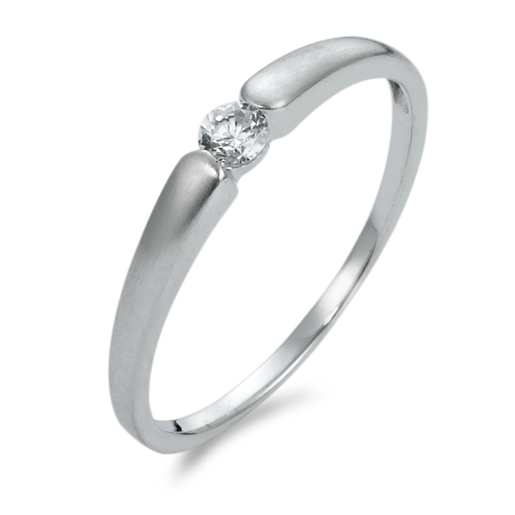 Bague solitaire Or blanc 9K Zircone-570155