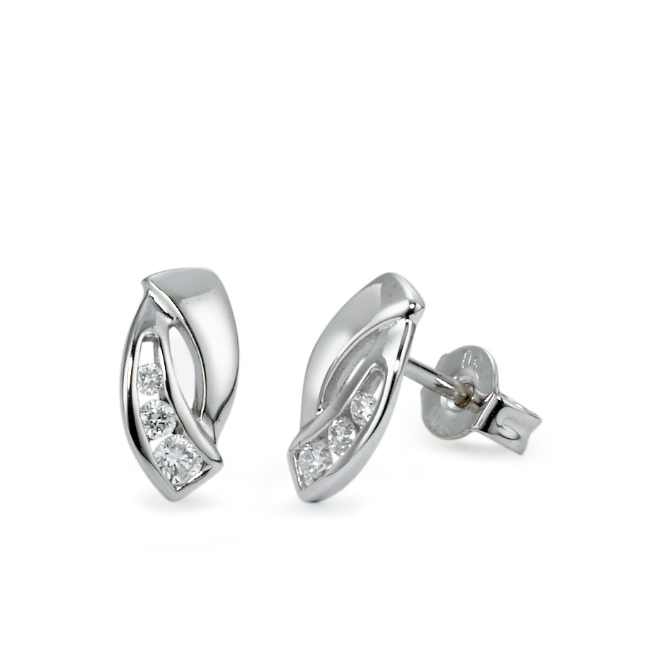 Clous d'oreilles Or blanc 18K Diamant 0.13 ct, 6 Pierres, w-si-570159
