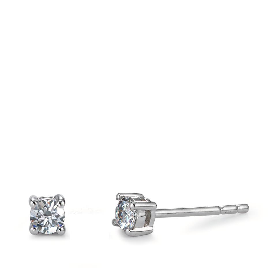 Clous d'oreilles Or blanc 18K Diamant 0.24 ct, 2 Pierres, w-si Ø3.2 mm-570647