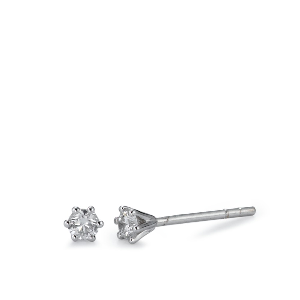 Clous d'oreilles Or blanc 18K Diamant 0.15 ct, 2 Pierres, w-si Ø3 mm-570649