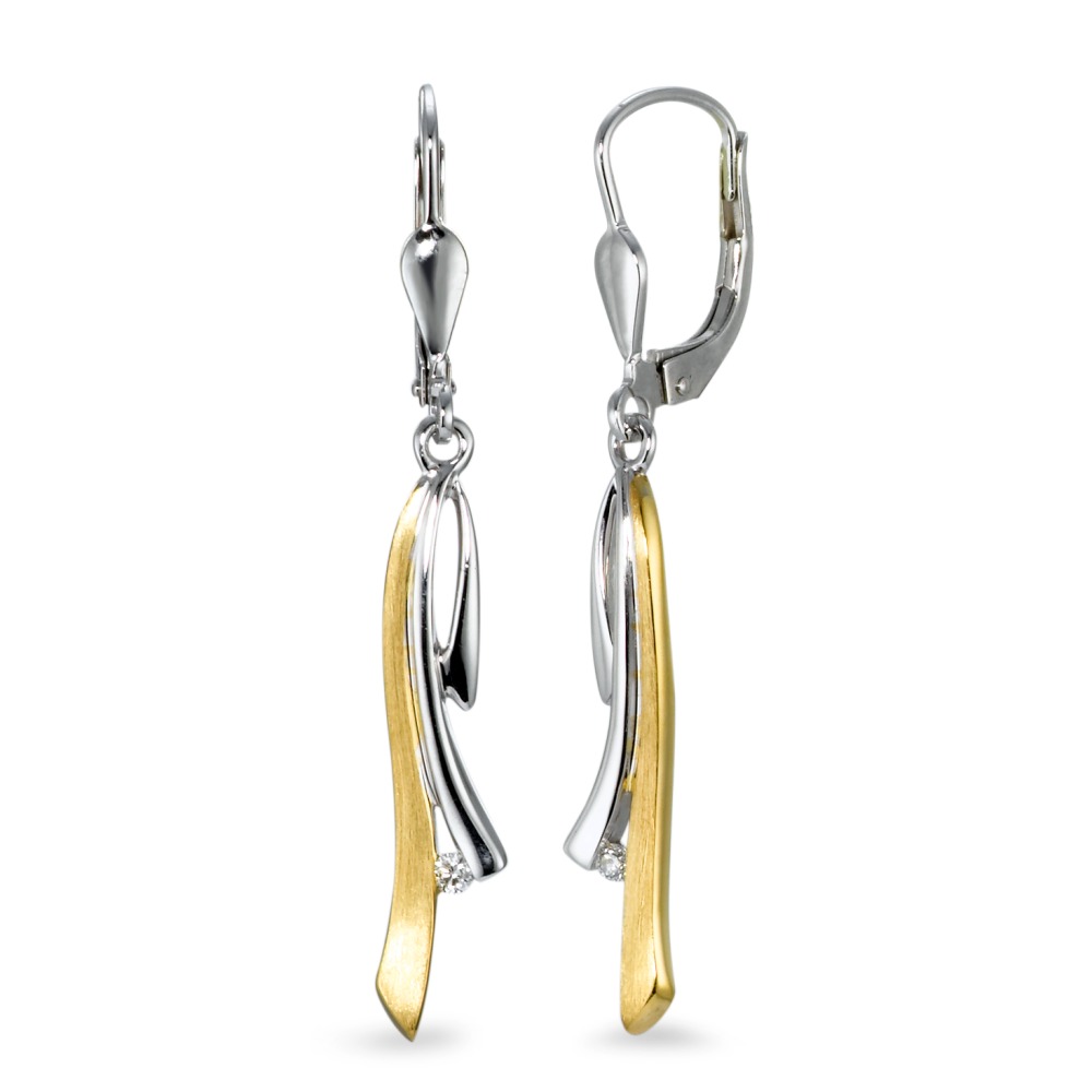 Pendant d'oreilles Or blanc 18K, Or jaune 18K Diamant 0.03 ct, 2 Pierres, w-si-570650