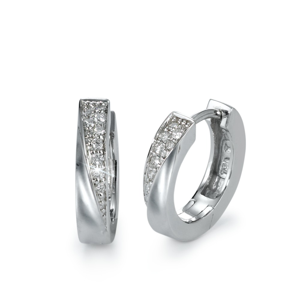 Créoles à charnières Or blanc 18K Diamant 0.13 ct, 18 Pierres, w-si-570656