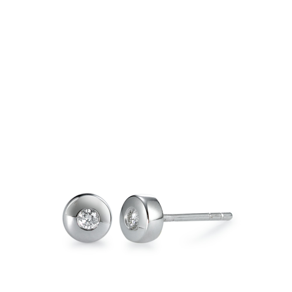 Clous d'oreilles Or blanc 18K Diamant 0.06 ct, 2 Pierres, w-si Ø5 mm-570684