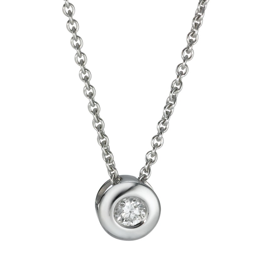 Chaînette avec pendentif Or blanc 18K Diamant 0.08 ct, w-si 42-45 cm Ø5.5 mm-570689
