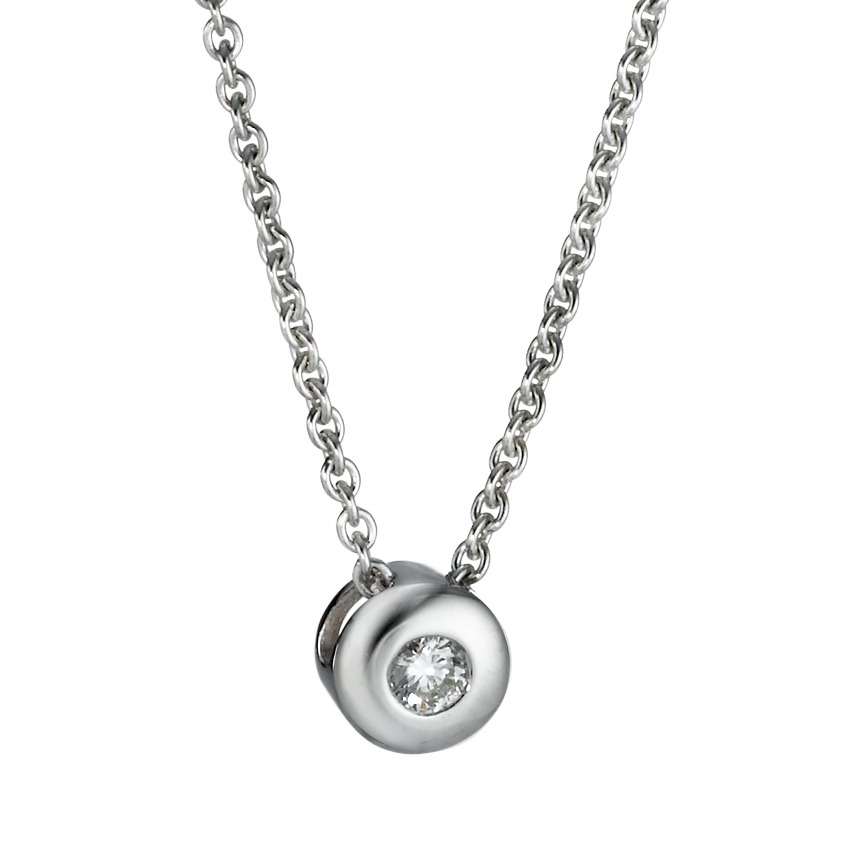 Chaînette avec pendentif Or blanc 18K Diamant 0.05 ct, w-si 42-45 cm Ø5 mm-570690