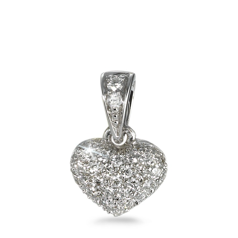 Pendentif Or blanc 18K Diamant 0.14 ct, 42 Pierres, w-si Coeur Ø6 mm-570692