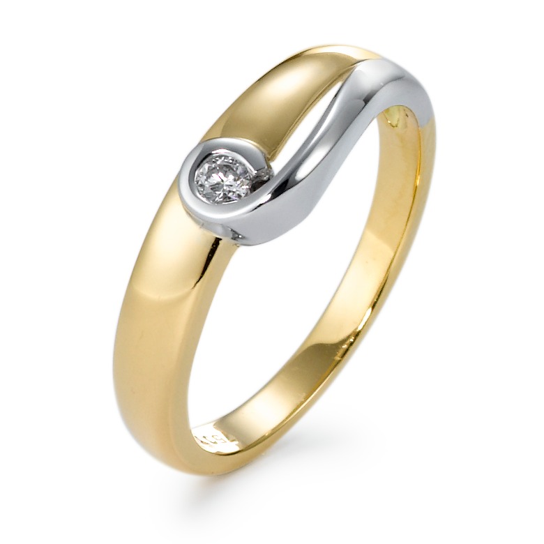 Bague Or jaune 18K, Or blanc 18K Diamant 0.05 ct, w-si-570706