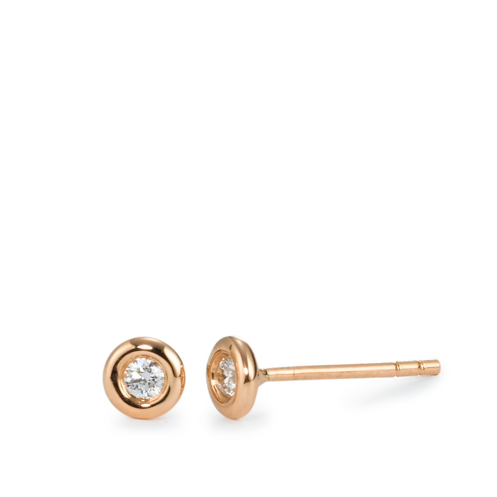 Clous d'oreilles Or rouge 18K Diamant 0.08 ct, 2 Pierres, w-si Ø4.5 mm-570714