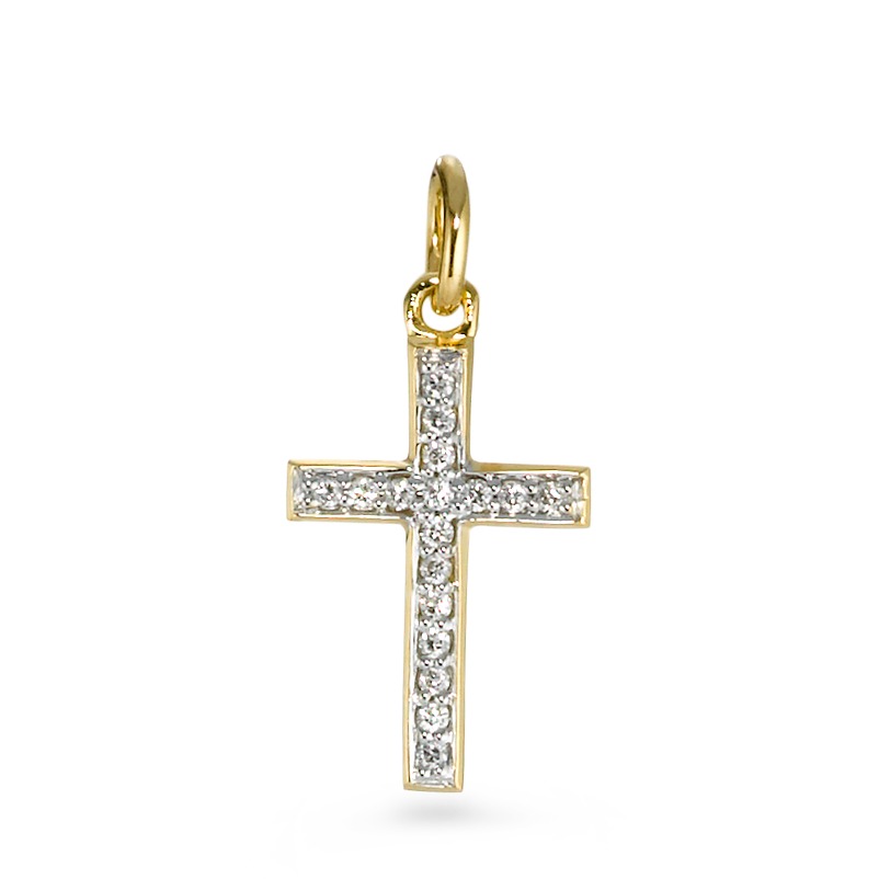 Pendentif Or jaune 18K Diamant 0.08 ct, 17 Pierres, w-si Croix-570724