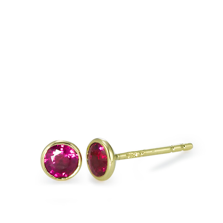 Clous d'oreilles Or jaune 18K Rubis 2 Pierres Ø4.5 mm-570747
