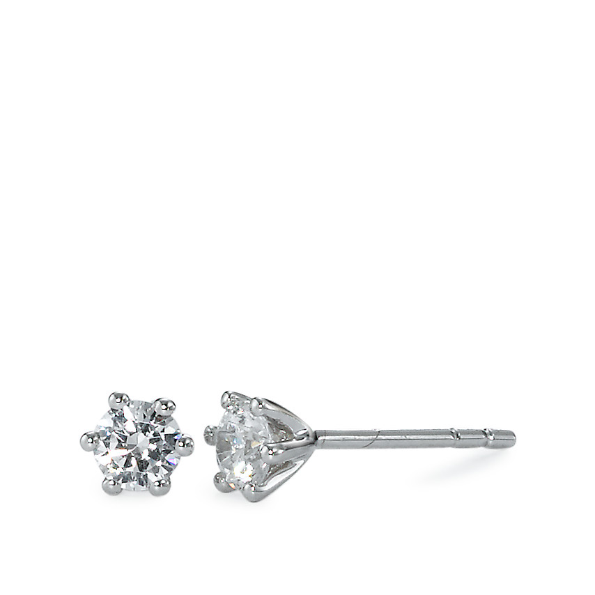 Clous d'oreilles Or blanc 18K Zircone 2 Pierres Ø4 mm-570750