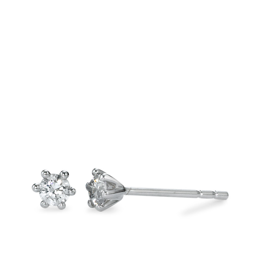 Clous d'oreilles Or blanc 18K Zircone 2 Pierres Ø4 mm-570751