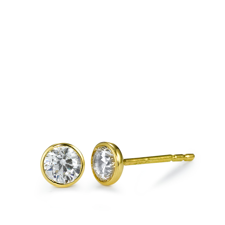 Clous d'oreilles Or jaune 18K Zircone 2 Pierres Ø5 mm-570753