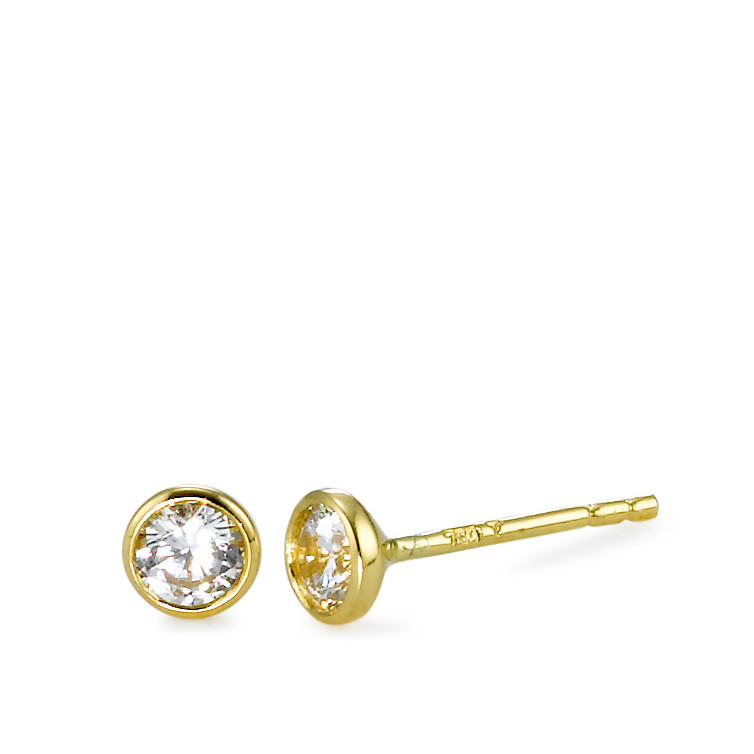 Clous d'oreilles Or jaune 18K Zircone 2 Pierres Ø4.3 mm-570754