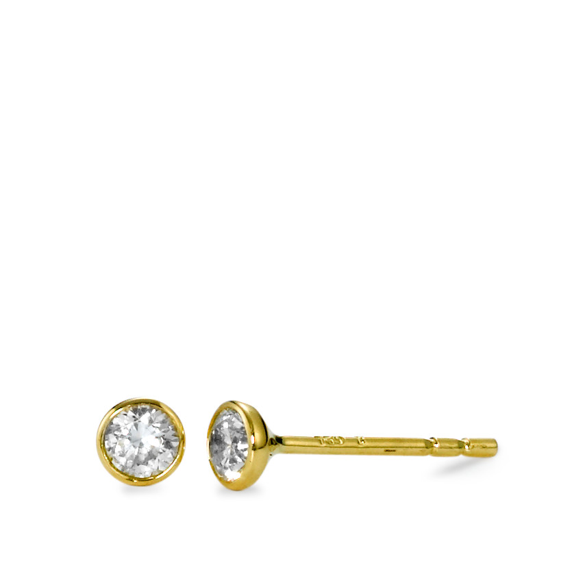 Clous d'oreilles Or jaune 18K Zircone 2 Pierres Ø3.5 mm-570755