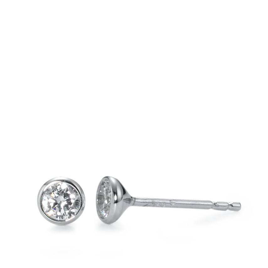 Clous d'oreilles Or blanc 18K Zircone 2 Pierres Ø4 mm-570761