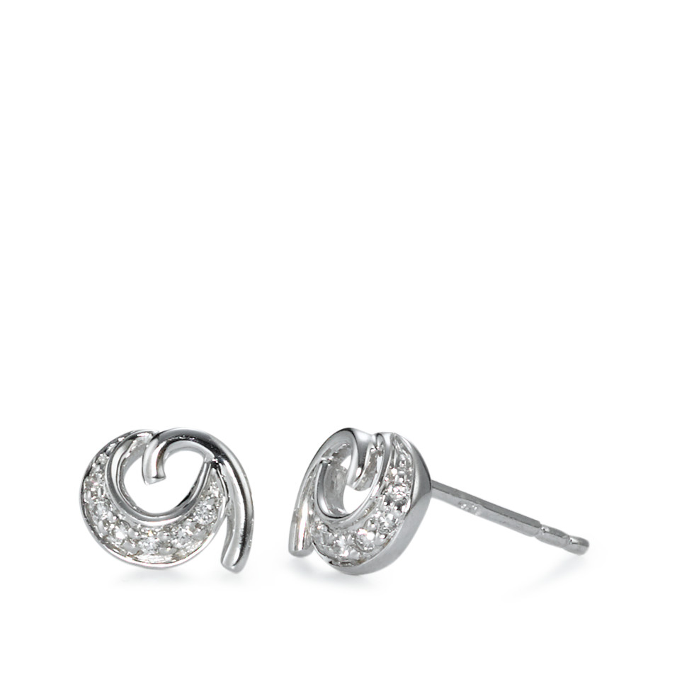 Clous d'oreilles Or blanc 18K Diamant 0.07 ct, 12 Pierres, w-si Ø8 mm-570793