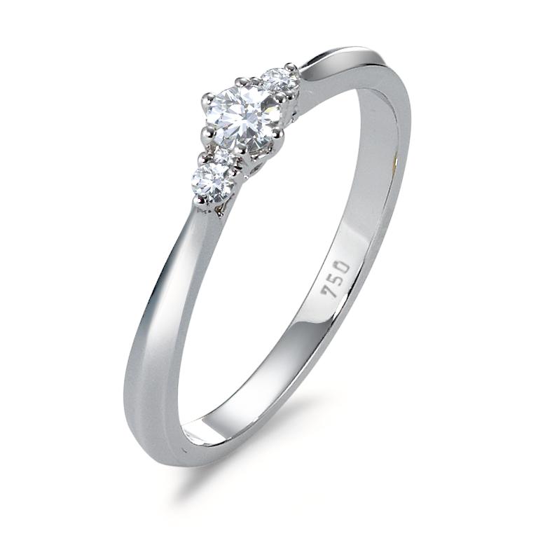 Bague Or blanc 18K Diamant 0.19 ct, 3 Pierres, w-si-570806