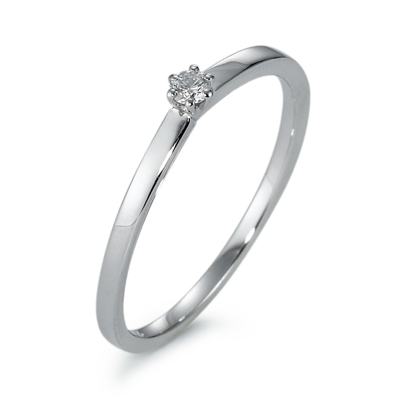 Bague solitaire Or blanc 18K Diamant 0.05 ct, w-si-570837