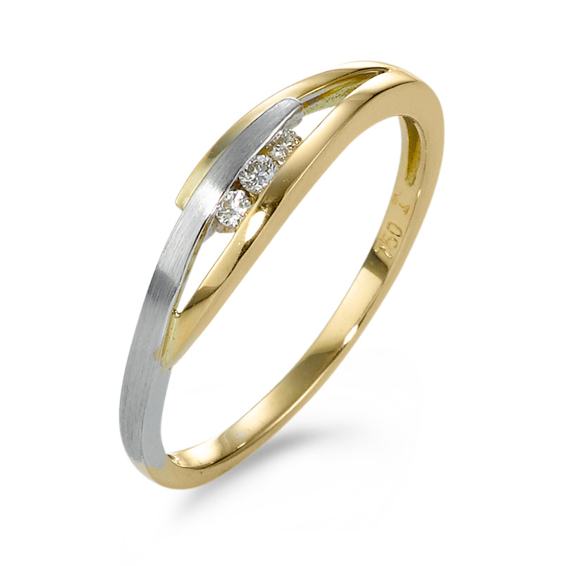 Bague Or jaune 18K Diamant 0.05 ct, 3 Pierres, w-si-570839