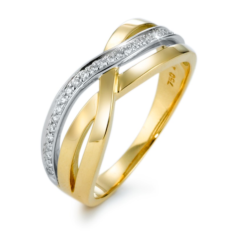 Bague Or jaune 18K, Or blanc 18K Diamant 0.13 ct, 27 Pierres, w-si-570863
