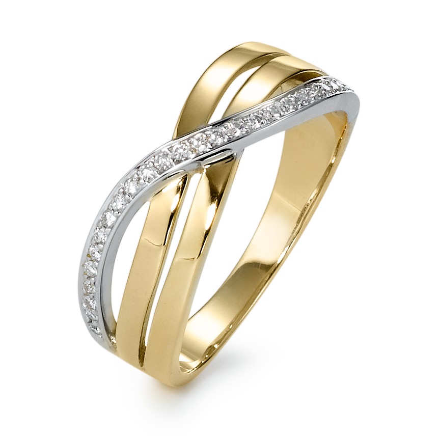 Bague Or jaune 18K, Or blanc 18K Diamant 0.12 ct, 26 Pierres, w-si-570864