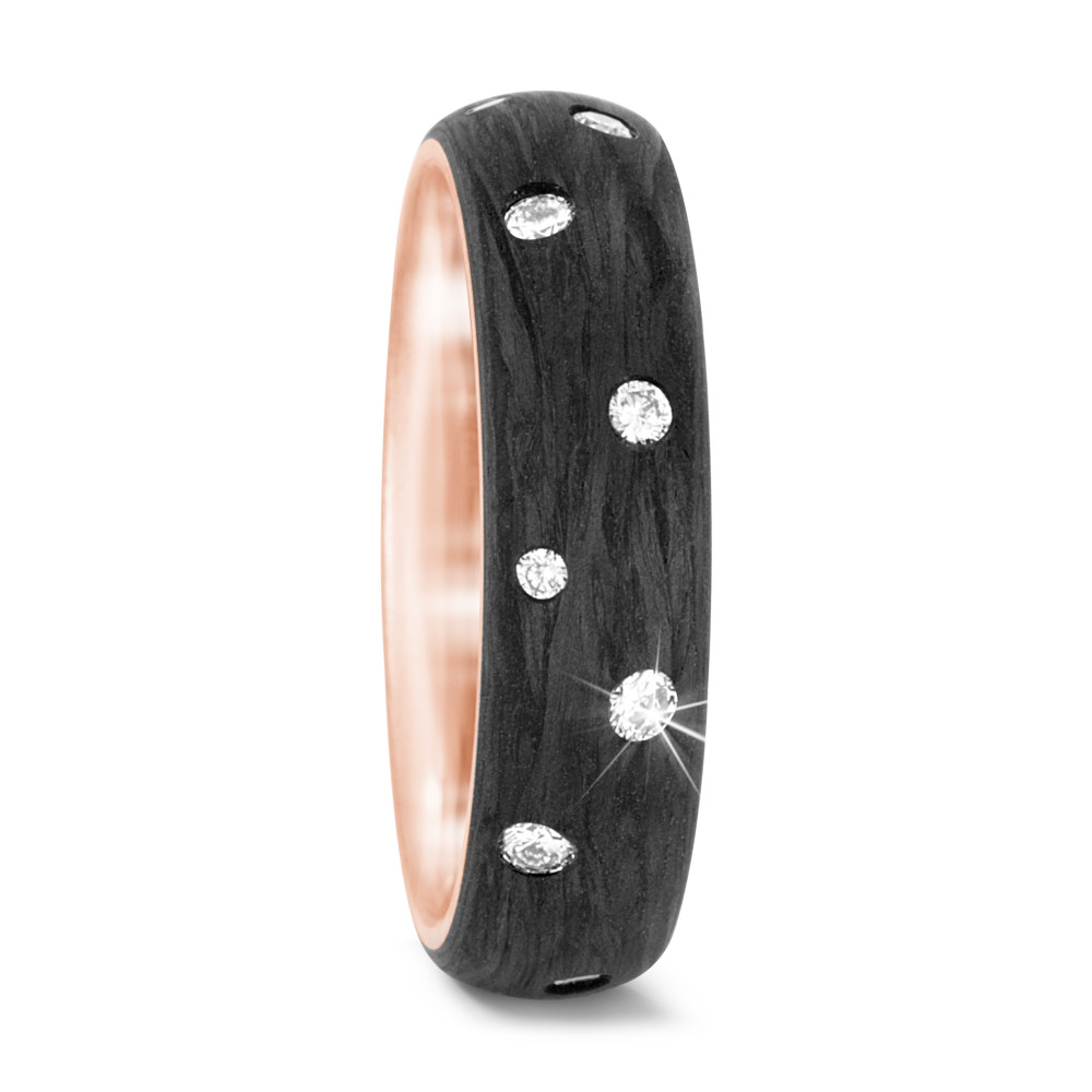 Bague Or rose 18K, Carbone Diamant 0.36 ct, 16 Pierres, w-si-570929