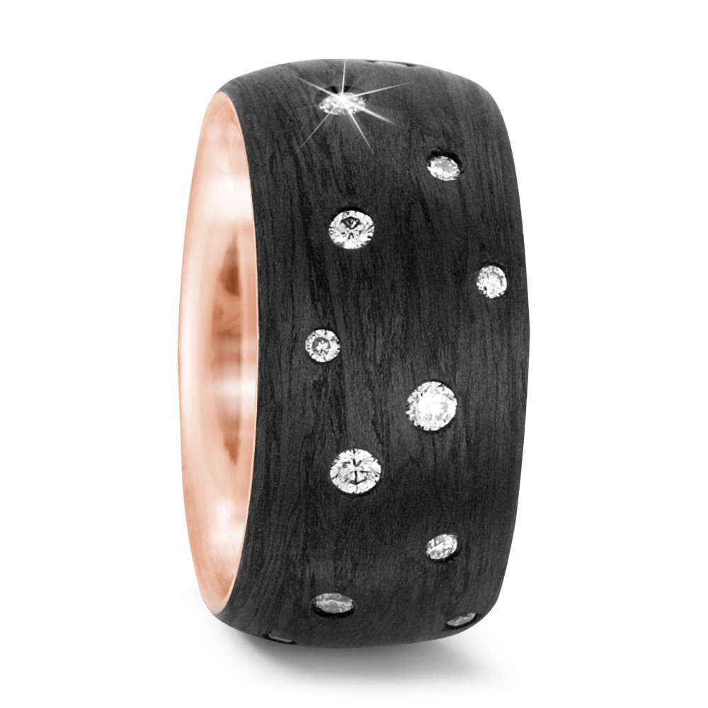 Bague Or rose 18K, Carbone Diamant 0.44 ct, 24 Pierres, w-si-570931