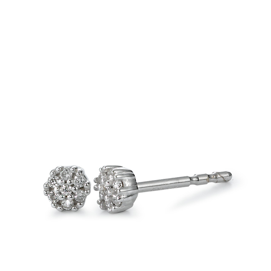 Clous d'oreilles Or blanc 18K Diamant blanc, 0.06 ct, 14 Pierres, brillant, w-si Ø3.5 mm-571041