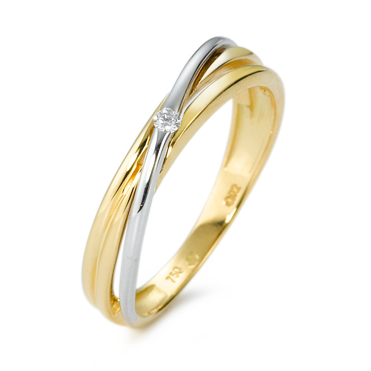 Bague Or jaune 18K, Or blanc 18K Diamant blanc, 0.02 ct, brillant, w-si-571061