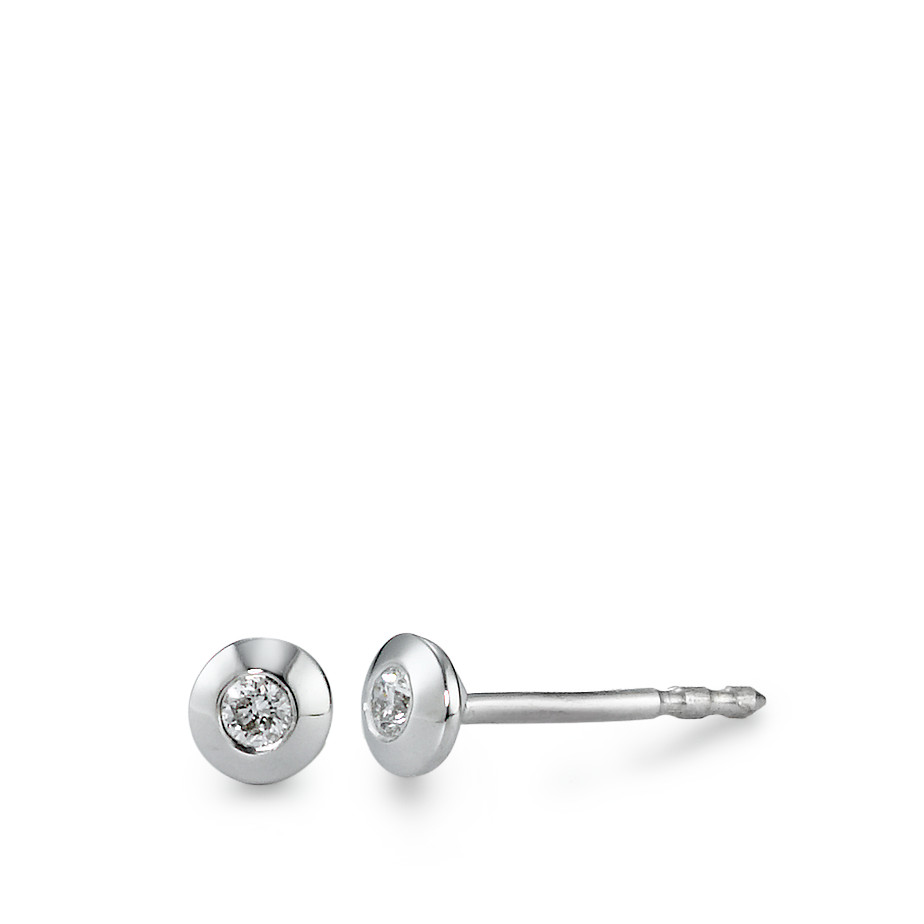 Clous d'oreilles Or blanc 14K Diamant 0.05 ct, 2 Pierres, w-si Ø4 mm-571480