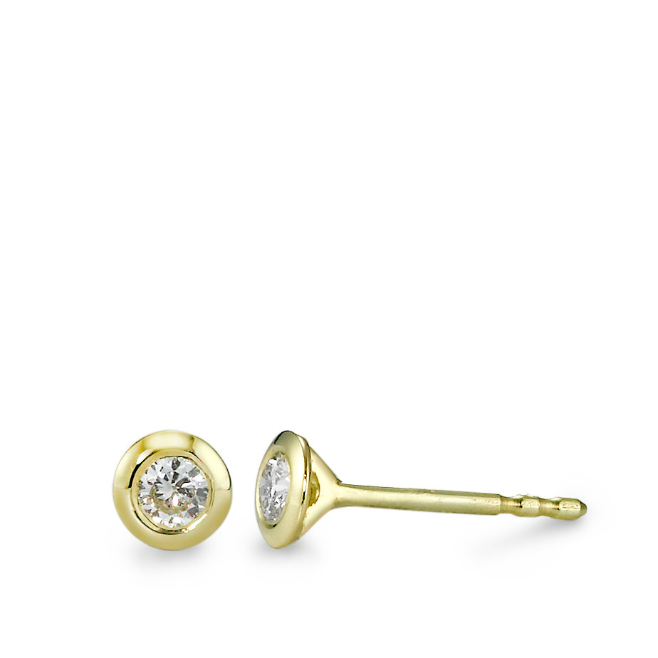 Clous d'oreilles Or jaune 14K Diamant 0.15 ct, 2 Pierres, w-si Ø4 mm-571482