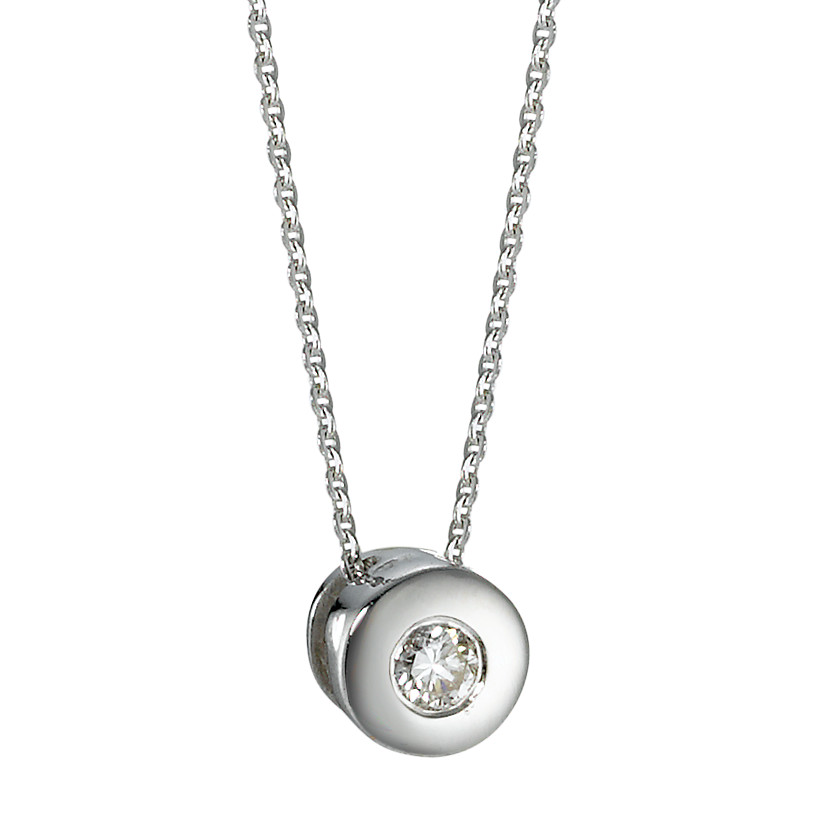 Chaînette avec pendentif Or blanc 14K Diamant 0.05 ct, w-si 42 cm Ø5 mm-571484