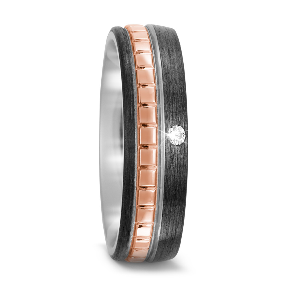 Partnerring Titan, Carbon, 750/18 K Rotgold Diamant 0.03 ct, w-si-572189