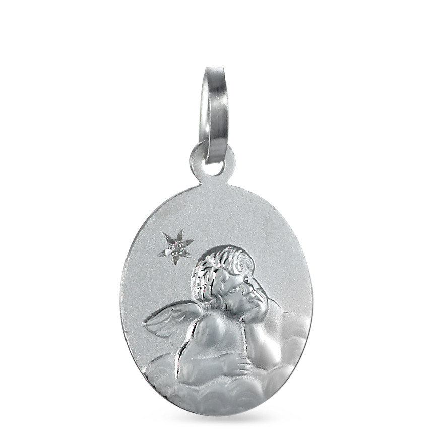 Pendentif Argent Zircone Rhodié Ange gardien-572747