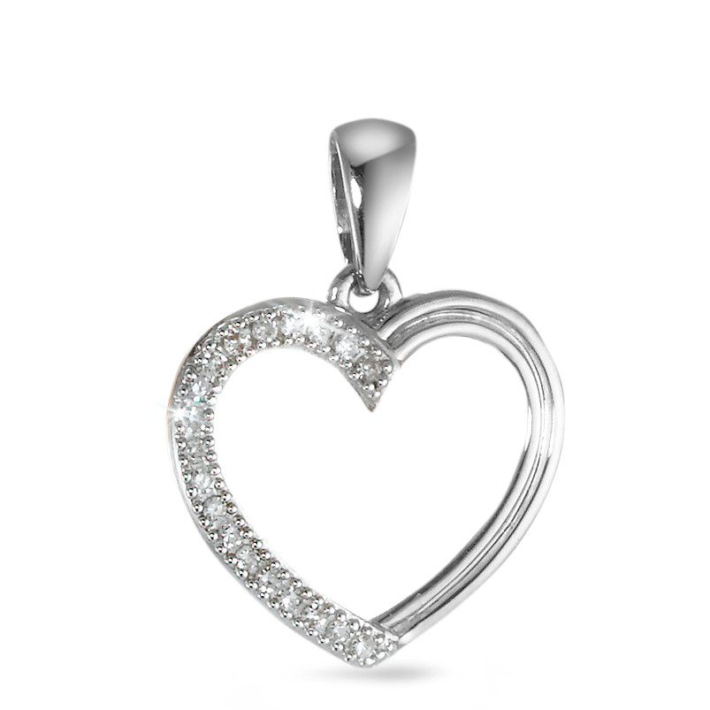 Pendentif Or blanc 18K Coeur Ø14 mm-572786