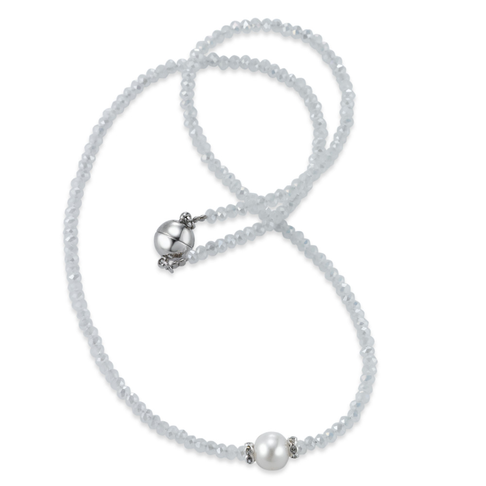Collier Acier inoxydable Cristal perle d'eau douce blanc 7.5-8 mm 41 cm-572928