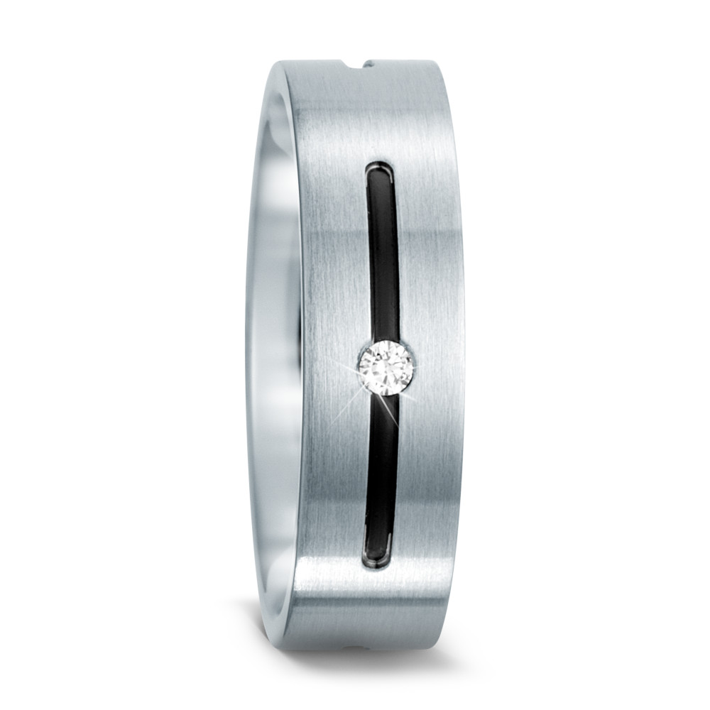 Bague Acier inoxydable Zircone 3 Pierres PVD-573129