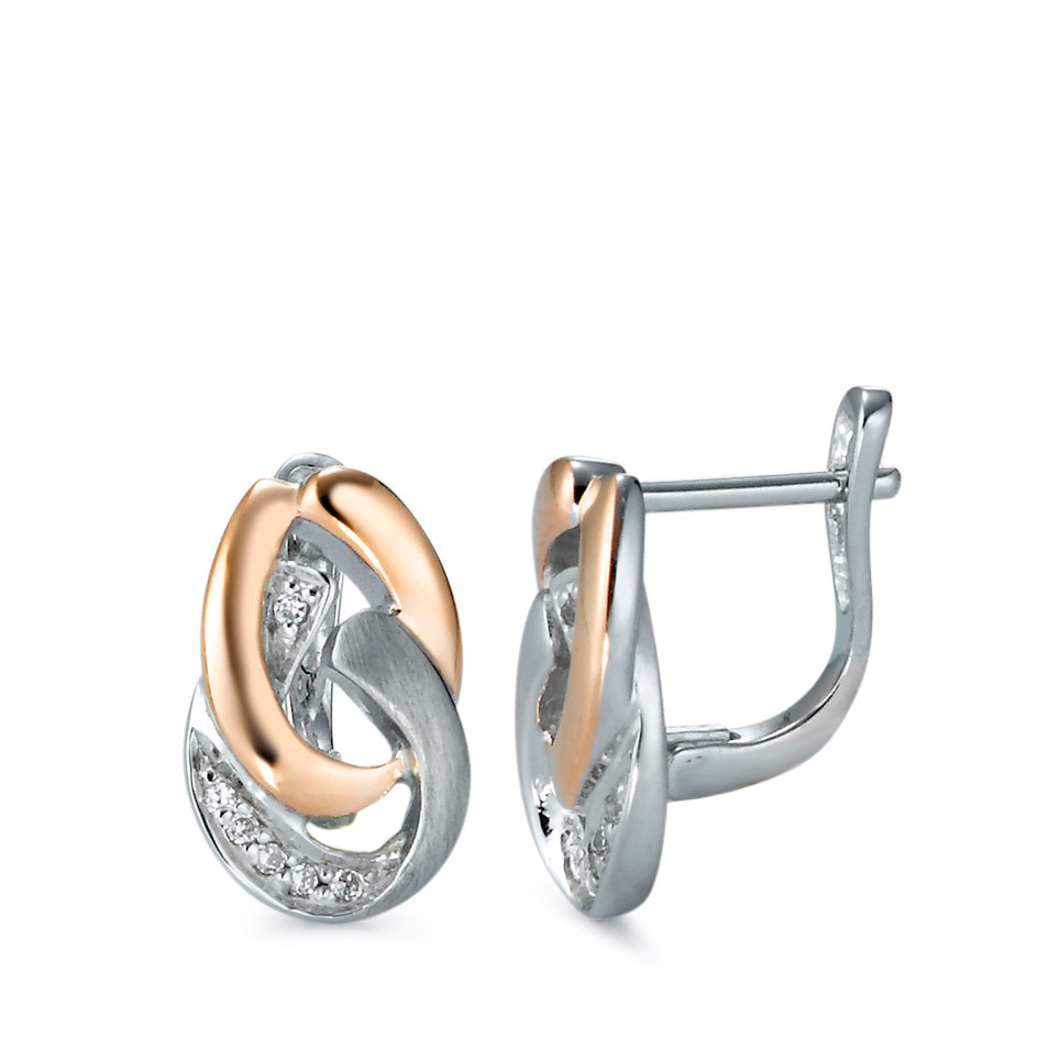 Pendant d'oreilles Argent Zircone 12 Pierres rosé Plaqué or-573140