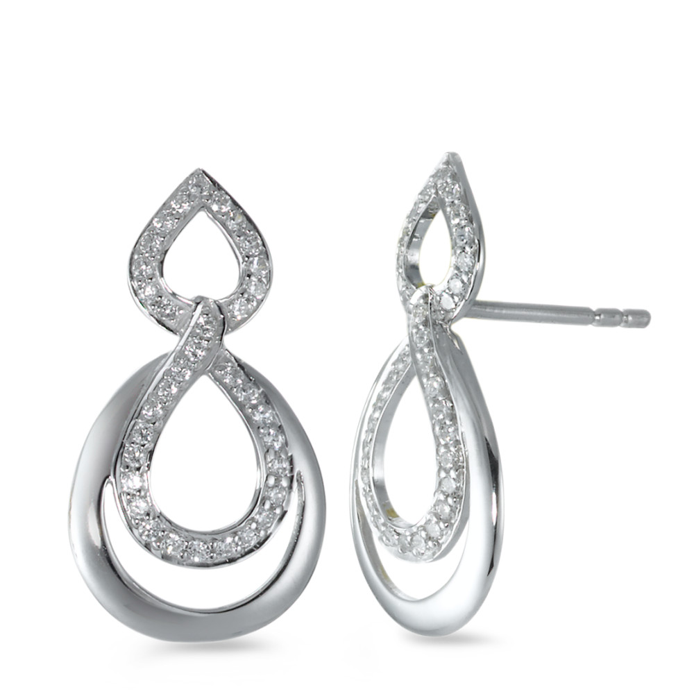 Pendant d'oreilles Argent Zircone 68 Pierres Rhodié-573142