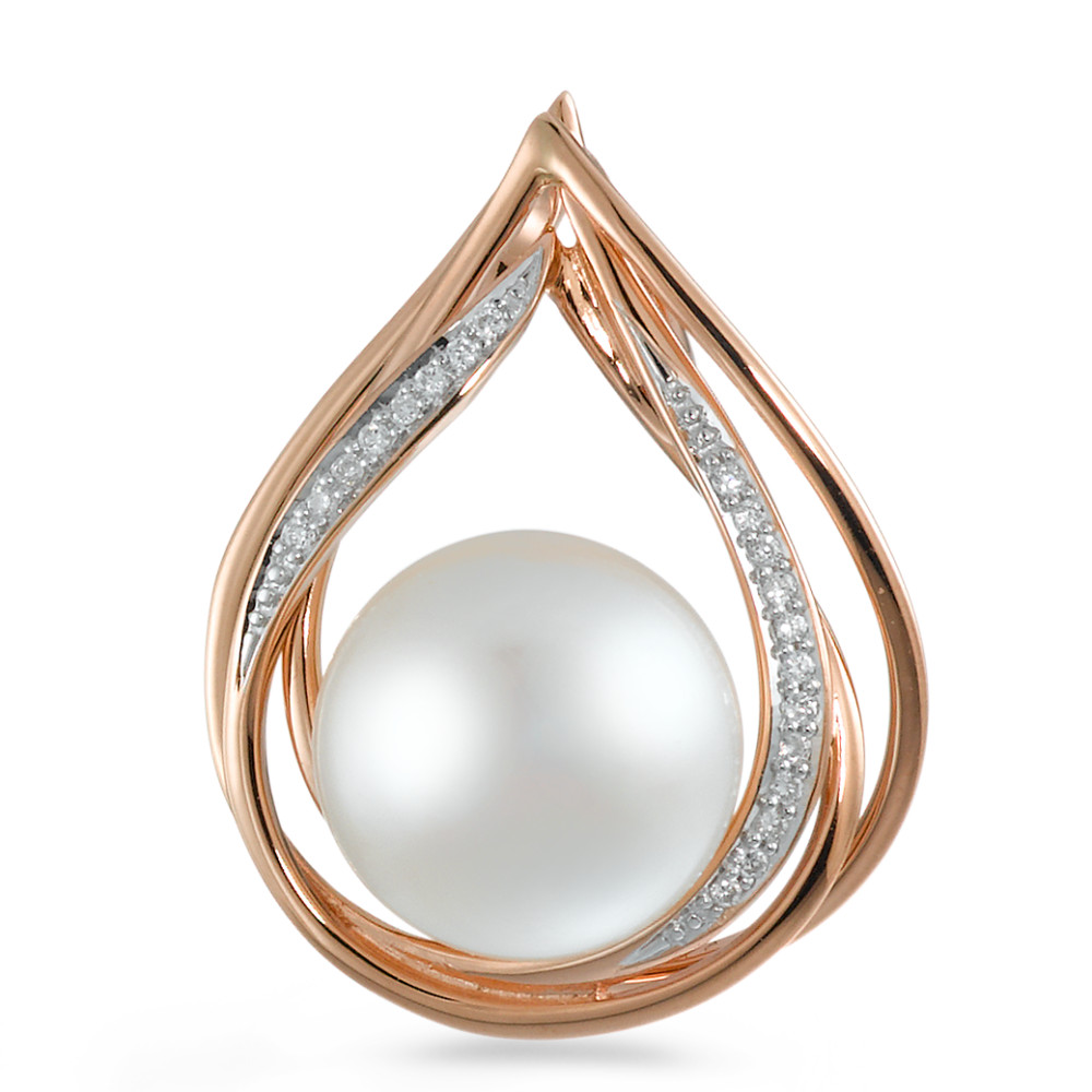 Pendentif Or rouge 18K Diamant 0.06 ct, 20 Pierres, brillant, w-si perle d'eau douce-573360