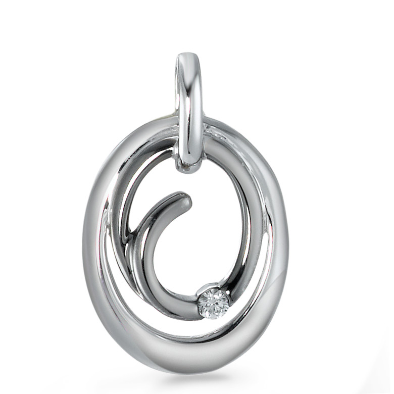 Pendentif Or blanc 18K Diamant 0.02 ct, brillant, w-si Rhodié-573362