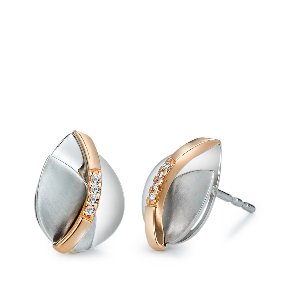 Clous d'oreilles Or rouge 18K, Or blanc 18K Diamant 0.03 ct, 8 Pierres, brillant, w-si-573370
